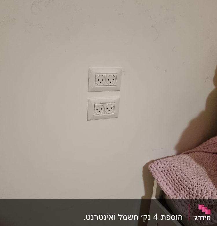 שני שקעים חשמליים בקיר לבן